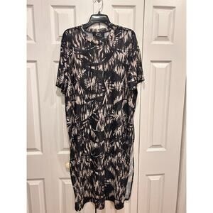 Nina Parker Sheer Mesh Palm Print Tunic Top/Dress Plus Size 2X
